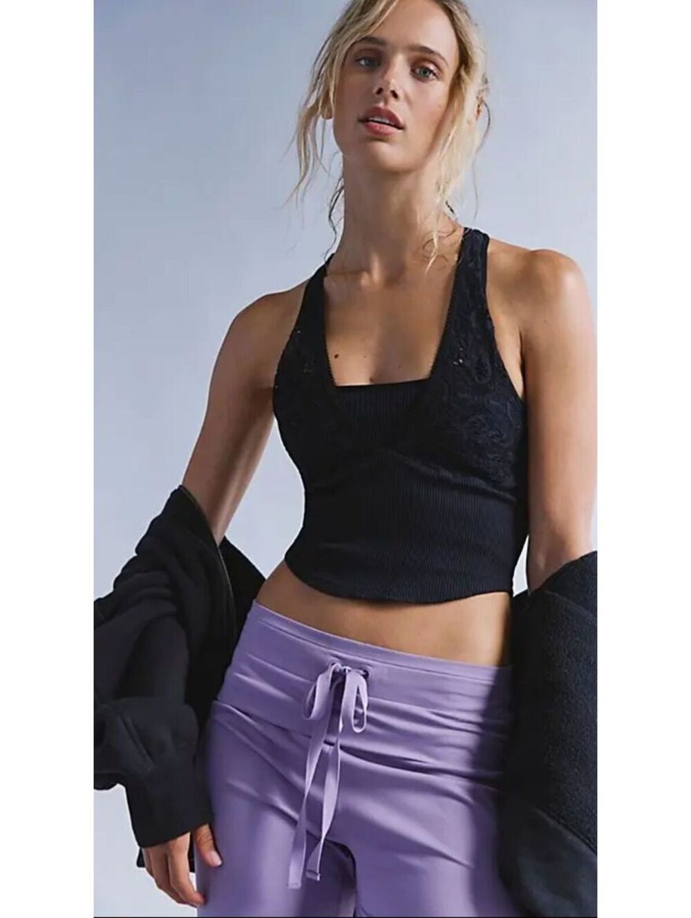 •(M/L) FREE PEOPLE MOVEMENT FAR OUT CAMI SPORTS BRA TANK BLACK